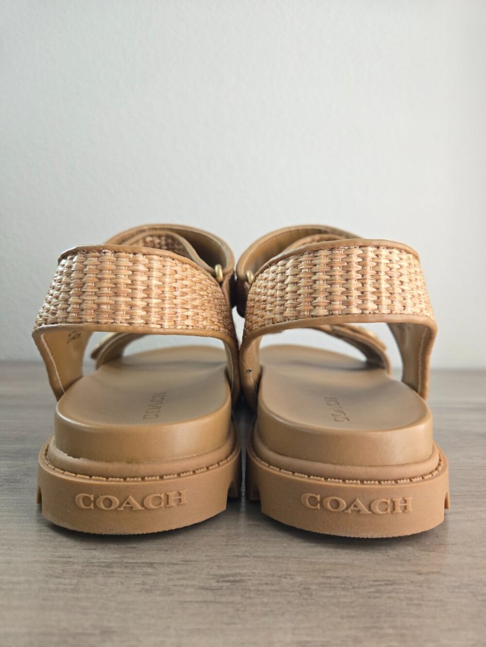 COACH Brynn Straw Open Toe Casual Sandals Natural Size 11B - Picture 4 of 16